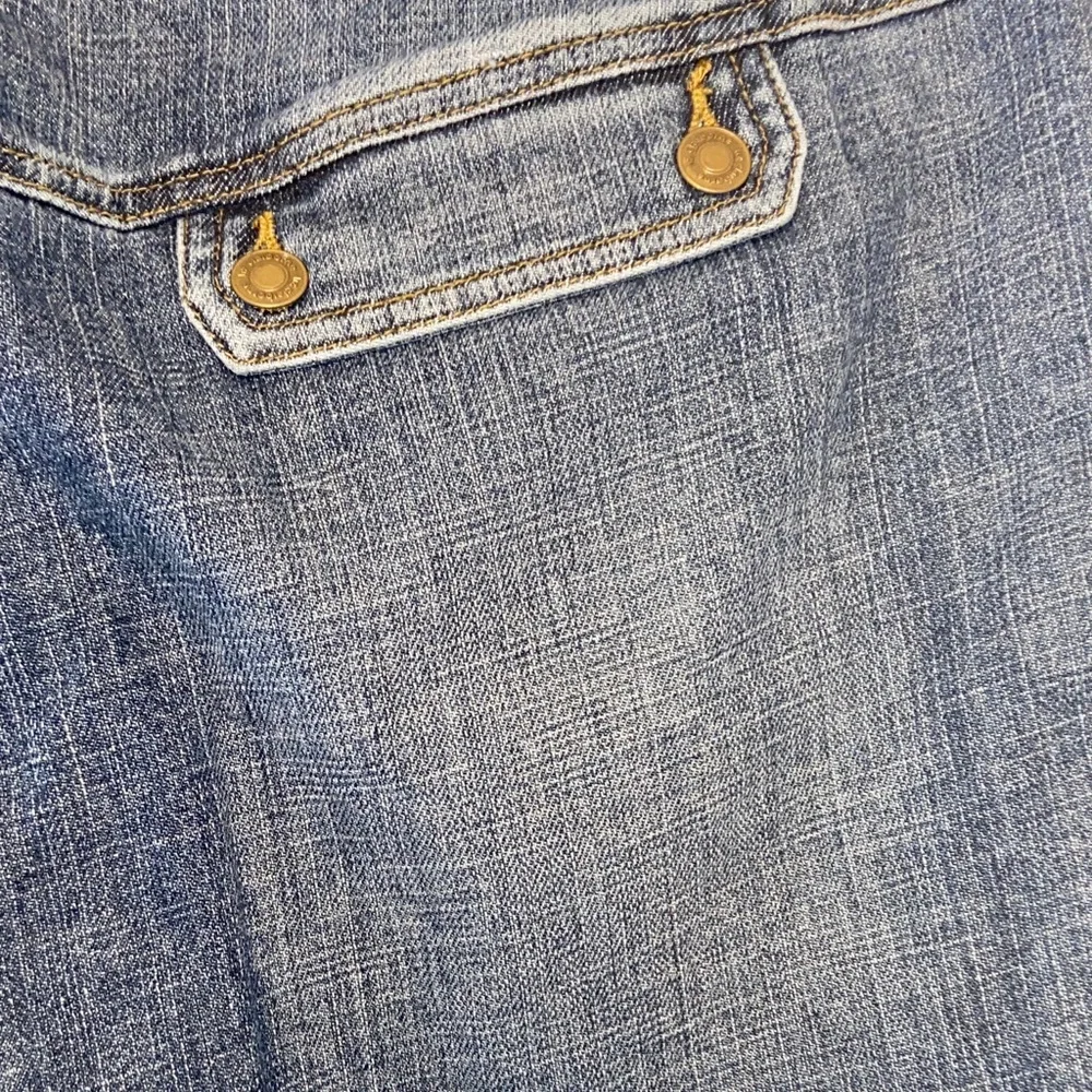NWT Y2K Straight Leg Denim Capri Size 10P Drawstring Zip/Button Pockets Utility